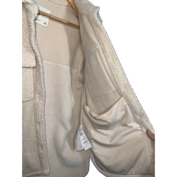 Abercrombie & Fitch Tan Cream Fleece Sherpa Utility Teddy Jacket Coat Womens S - Picture 7 of 9